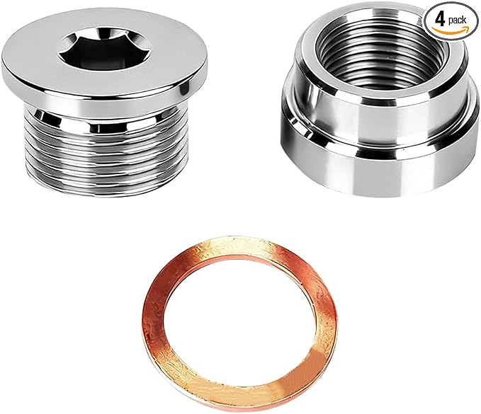 M18X1.5 Car Stepped Mounting Bung and Plugs, Stainless Steel Notched Style by Unknown
