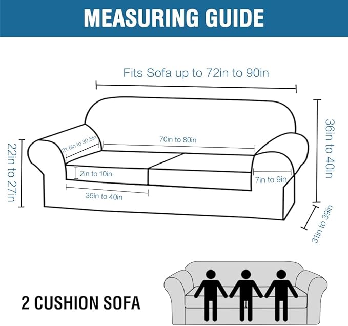 H.VERSAILTEX Real Velvet Plush 3 Piece Stretch Sofa Covers Couch Covers for 2 Cushion Couch Sofa Slipcovers Width Up to 90 Inch Feature Thick Soft Stay in Place (Large Sofa, Camel)