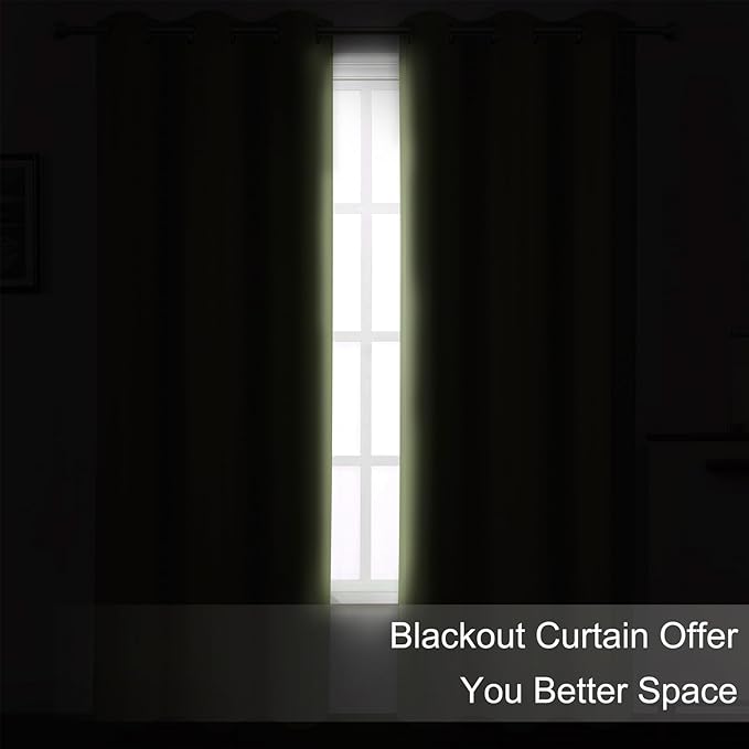 LEMOMO Sage Green Thermal Blackout Curtains/52 x 95 Inch/Set of 2 Panels Room Darkening Curtains for Bedroom