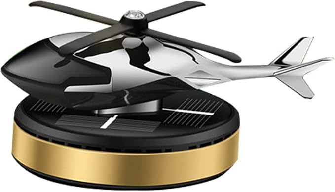 Al Alloy Helicopter Solar Air Freshener, Home&Car Interior Décor Model|Gold | by NICEADA