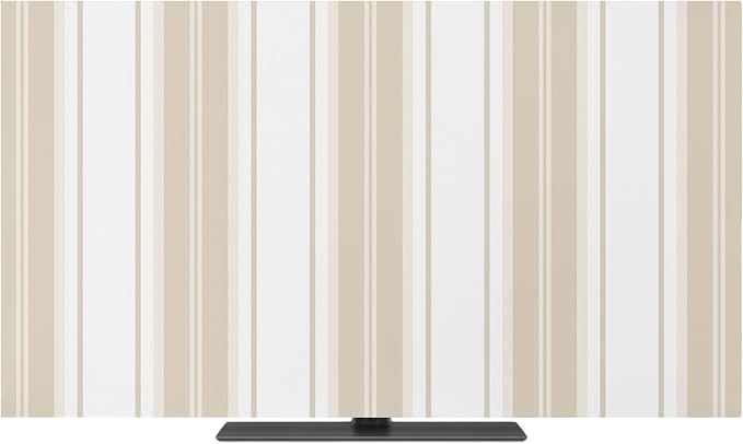 Minimalist Vertical Stripes Indoor TV Cover, Elastic TV Screen Protector Beige - Image 2
