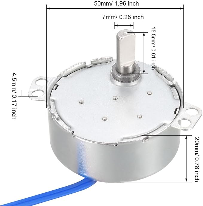 uxcell Synchronous Motor AC 100-127V 1.4-1.7RPM 50-60Hz CCW/CW 4W D Shaft - Image 3