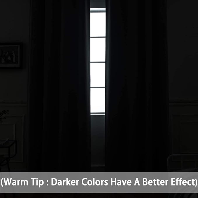 Yakamok Dark Green Blackout Curtains for Bedroom, Room Darkening Thermal Insulated Grommet Window Curtains, Light Blocking Blackout Drapes for Living Room, 36Wx90L inch,2 Panels