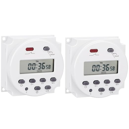 2Pcs Timer Switch, DC/AC 12V 16Amp, Digital LCD Power Programmable Timer Time by Weasch