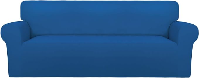 PureFit Super Stretch Sofa Slipcover – Spandex Non Slip Soft Couch Sofa Cover, Washable Furniture Protector with Non Skid Foam and Elastic Bottom for Kids, Pets （Oversized Sofa, Classic Blue）