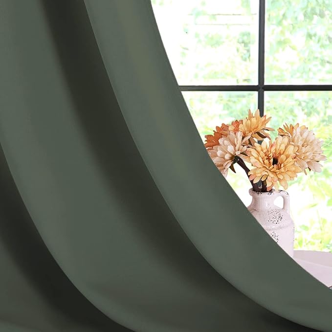 NICETOWN Dark Mallard Blackout Curtain Panels for Bedroom, 2 Panels, W34 x L40-inch, Thermal Insulated Grommet Top Blackout Draperies and Drapes for Basement