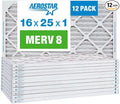 Aerostar 16x25x1 MERV 8 Air Filter, Pleated AC Furnace HVAC Filters, by AirFiltersDelivered