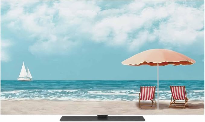 Summer Beach Sails Ocean Waves Indoor TV Cover, Elastic TV Screen Protector by Unknown