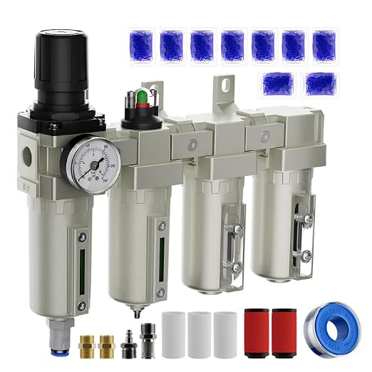 3/4" NPT Air Compressor Water Separator, Industrial 4 Stage Air Drying System by RVMARINEPAT
