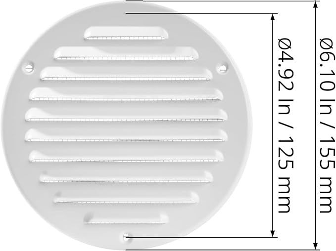 White Metal 5'' Inch Round Ventilation Grille - Image 2