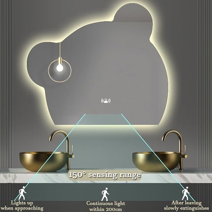 LTSRLL LED Vanity Mirror Cute Bear Decorative Mirror - Image 2