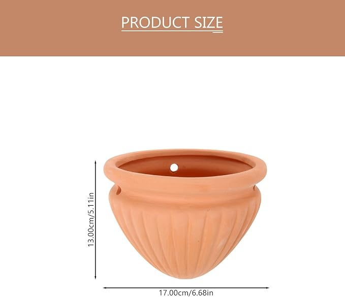 FRCOLOR Hanging Planter with Drainage Hole Wall-Mounted Balcony Flower Pot Red - Image 9
