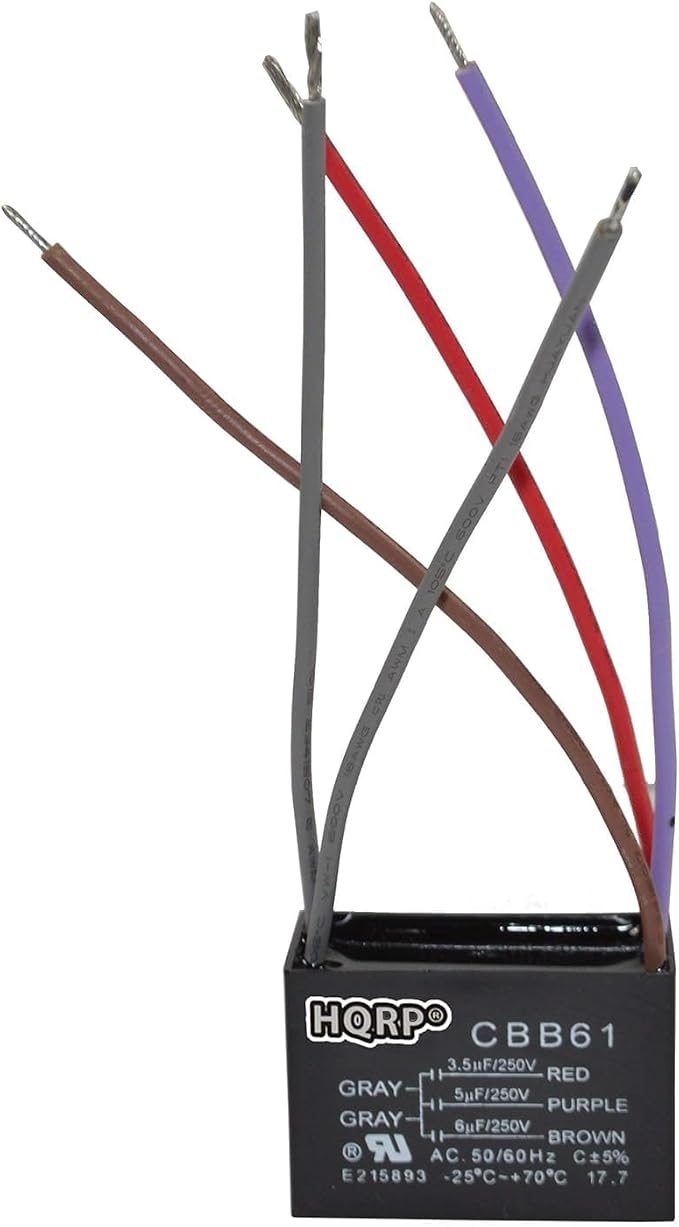 HQRP Capacitor Compatible with Harbor Breeze Ceiling Fan 3.5uf+5uf+6uf 5-Wire - Image 5