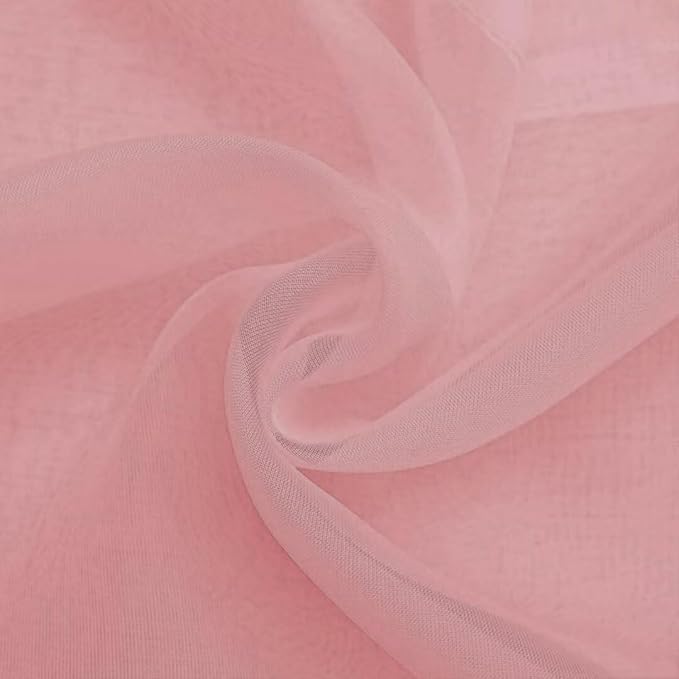 SpaceDresser Sheer Voile Window Treatment Rod Pocket Curtain Panels for Kitchen Bedroom Living Room Drapes Sunlight Filtering Privacy Semi Home Decor Assorted Colors Sizes (Blush, 52 W x 63 L)