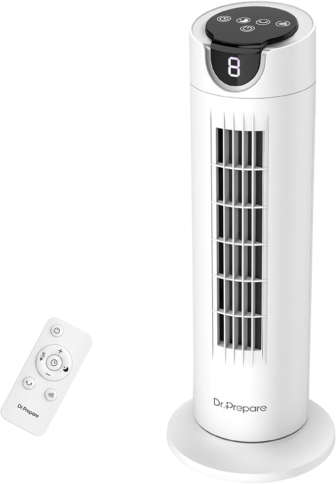 DR.PREPARE Tower Fan for Bedroom, 25 dB Quiet DC Motor Bladeless Fan, by DRPREPARE