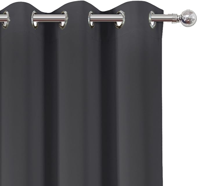 LEMOMO Dark Grey Thermal Blackout Curtains/42 x 84 Inch/Set of 2 Panels Room Darkening Curtains for Bedroom