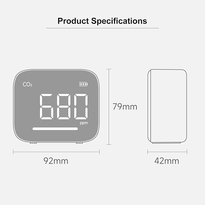 ATuMan CO2 Detector, Indoor Air Quality Monitor, NDIR Sensor | Temperature & - Image 8