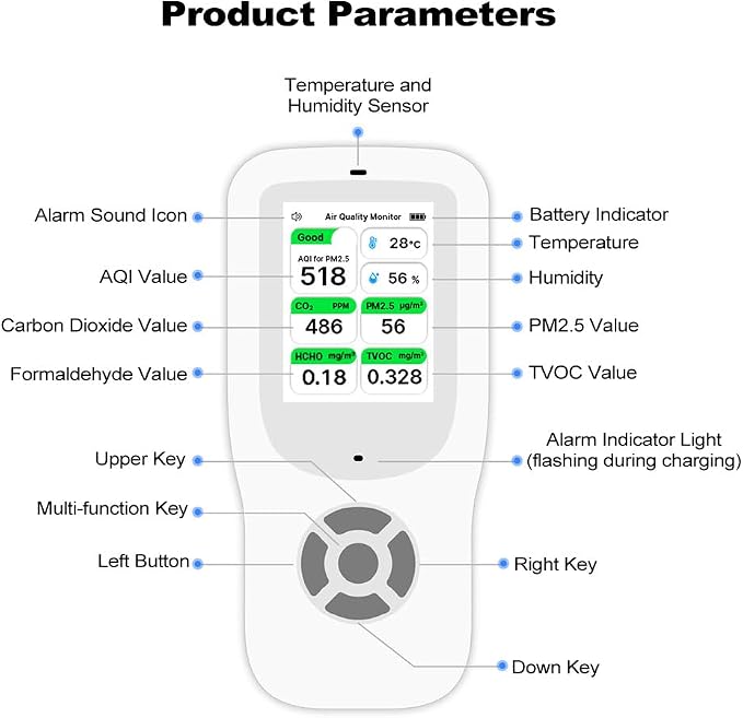 Air Quality Monitor Indoor, Handheld Air Quality Detector - Image 9