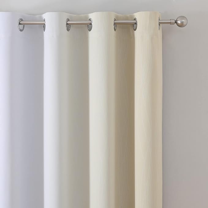Estelar Textiler Beige and Grayish White Blackout Curtains & Drapes for Bedroom, Thermal Insulated Ombre Blackout Drapes, Full Room Darkening Energy Saving Curtains for Living Room, 52Wx54L, 2 Panels