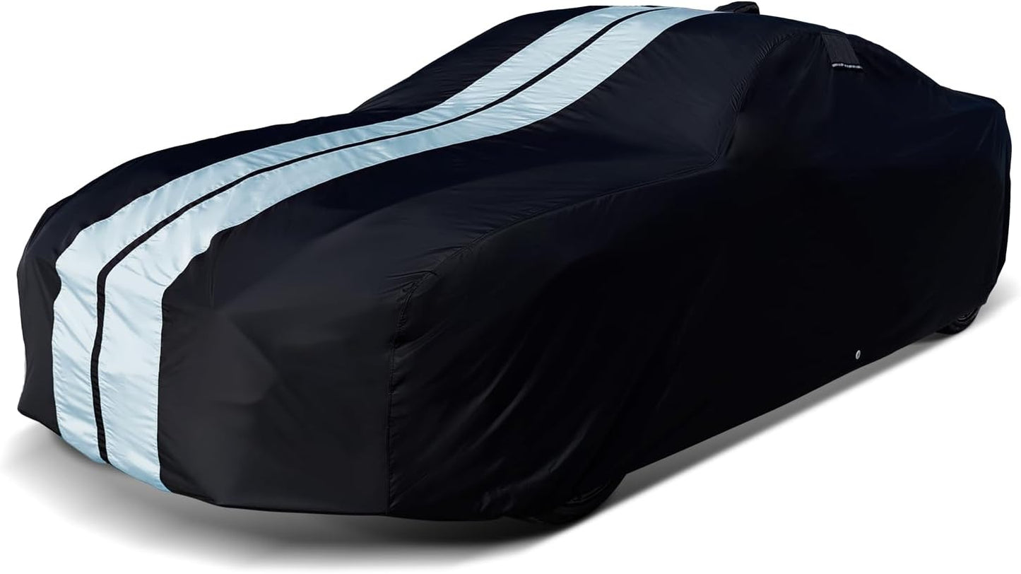iCarCover Custom Car Cover for Chevy 150, 210 2-Door, 4-Door (1957) Waterproof All-Weather Rain Snow UV Sun Protector Full Exterior Indoor Outdoor Car Cover (Stripe - Black/Gray)