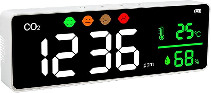 Wall Mount LED Screen Air Quality Monitor Detects CO2 Concentration Temperature by Walfront