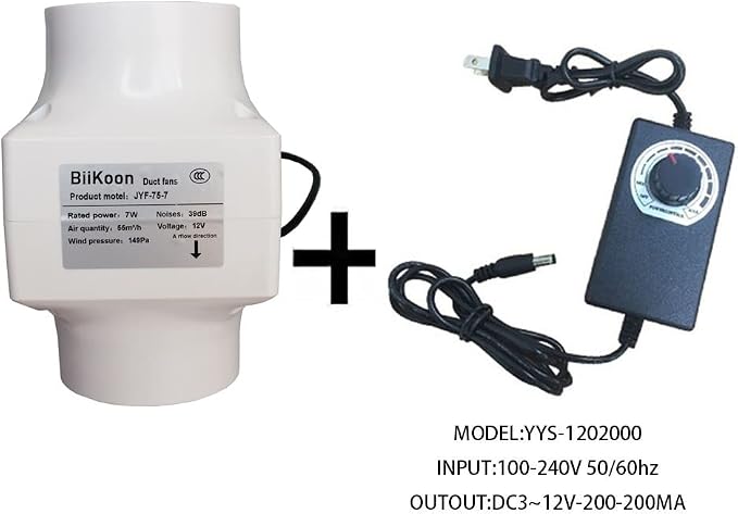 3 Inch Exhaust Inline Duct Fan 12V 7W Grow Tents Ventilation Exhaust Fan Low - Image 5