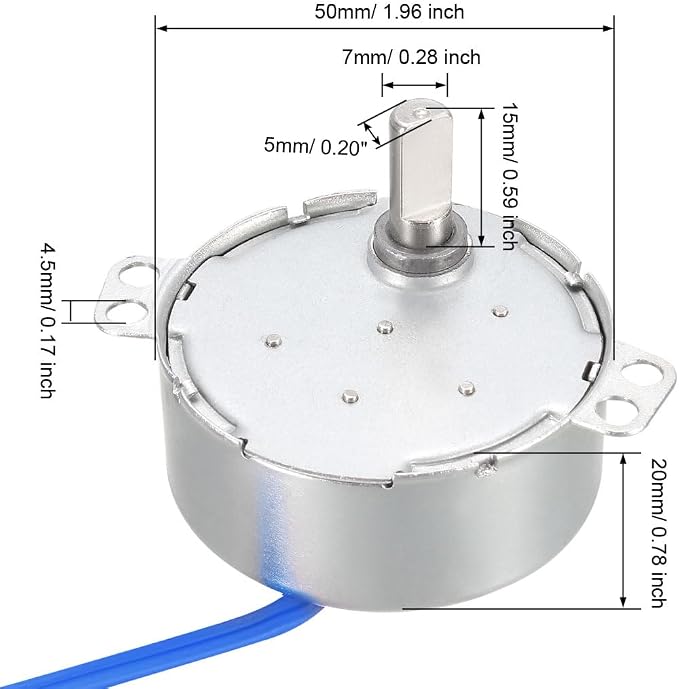 uxcell Synchronous Motor AC 100-127V 5-6RPM 50-60Hz CCW/CW 4W D Shaft 5 x 7mm - Image 3