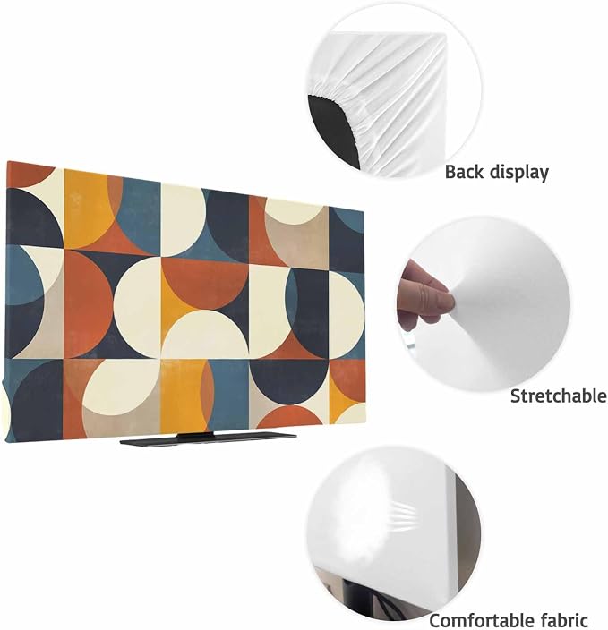 Mid Century Color Block Circle Abstract Geometric Indoor TV Cover, Elastic TV - Image 7