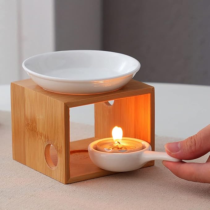 Wooden Essential Oil Burner, Aromatherapy Burner Oil Warmer Diffuser, WaxMelt - Image 4