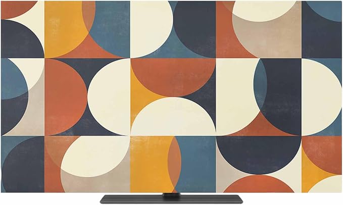 Mid Century Color Block Circle Abstract Geometric Indoor TV Cover, Elastic TV by Unknown