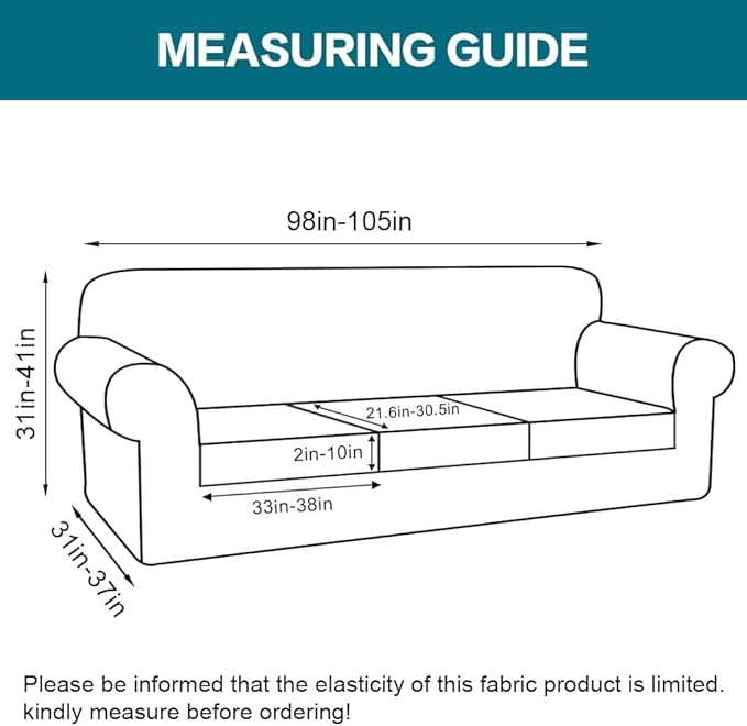 Turquoize 4 Piece Sofa Covers for 3 Cushion Couch Sofa Slipcover Soft Couch Cover for Dogs-Washable Sofa Furniture Covers with 3 Individual Large Cushion Covers, Feature Fabric (XL Sofa, Loden Frost)