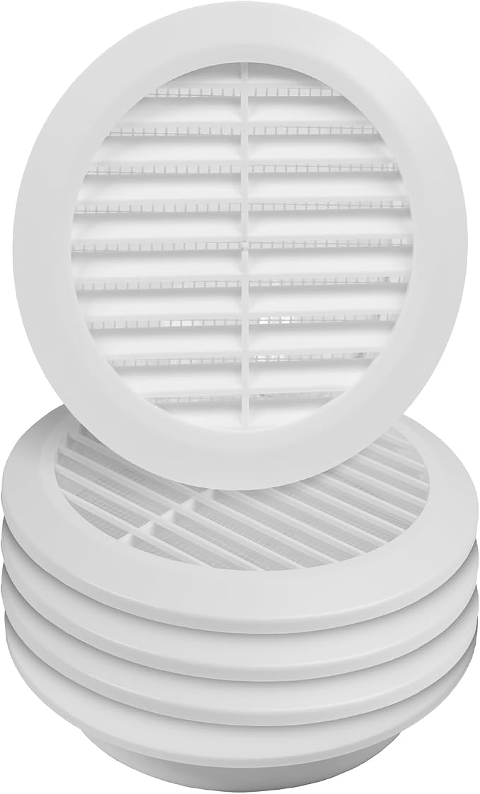 5pack ø4" Inch White Plastic Round Soffit Vent by HVACOV