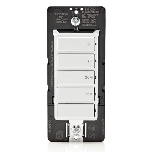 Leviton Countdown Switch for lights, pool pumps, 15-30 min, 1-2 hour, Neutral by Leviton