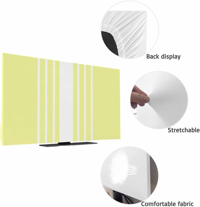 Yellow Stripe Color Block Indoor TV Cover, Elastic TV Screen Protector - Image 7