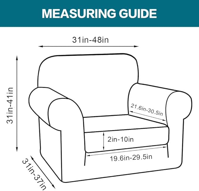 Turquoize 2 Piece Chair Covers for Living Room Armchair Couch Cover with Individual Cushion Covers Furniture Cover for Chairs (Chair,BiscottiBeige)