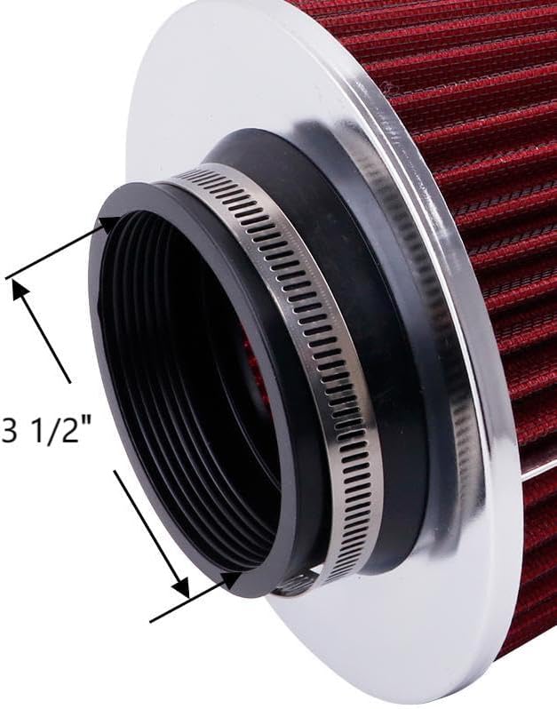 ID3.5" High Flow Inlet Cold Air Intake Cone Air Filter Replacement Clamp-On - Image 4