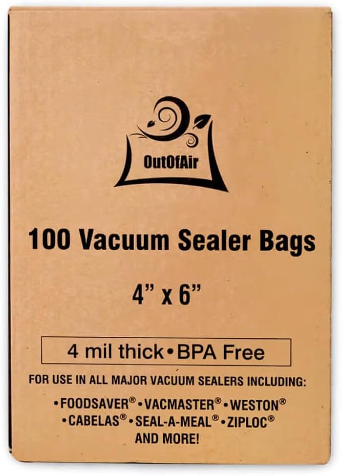 OutOfAir 100 Vacuum Sealer Bags: 4" x 6" Pre Cut Bags - Image 2