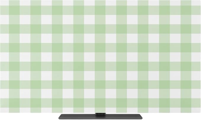 Green Stripes Buffalo Checker Indoor TV Cover, Elastic TV Screen Protector - Image 2