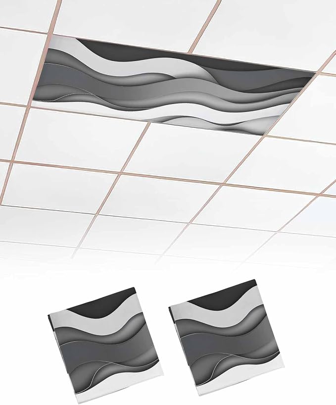 Yukro 2 Pack Black Ombre Fluorescent Light Covers Grey White Gradient Abstract by Unknown