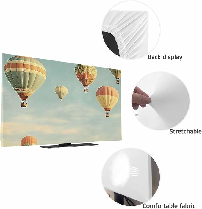 Indoor TV Cover for 55 Inche Screen, Retro Style Hot Air Balloon Stretch TV - Image 7