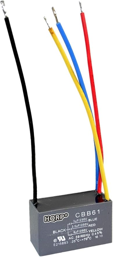 HQRP Capacitor Compatible with Hampton Bay Ceiling Fan 3uf+3.5uf+6uf 4-Wire UL - Image 3