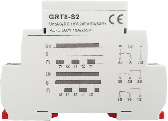 GRT8-S2 Asymmetric Cycle Timer ON/Off Repeat Cycle Time Relay AC/DC 12-240V - Image 3