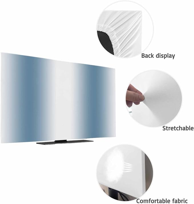 Modern Blue White Gradient Indoor TV Cover, Elastic TV Screen Protector - Image 7