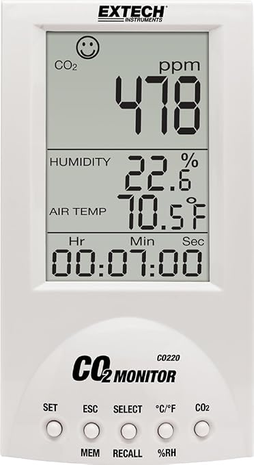 Extech CO220 - Desktop Indoor Air Quality CO2 Monitor – Measures CO2, by Extech