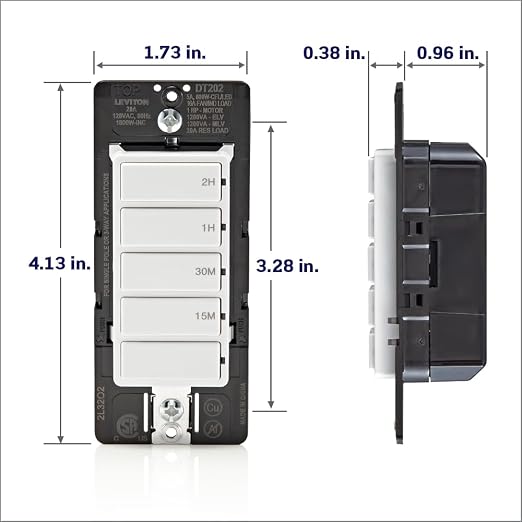 Leviton Countdown Switch for lights, pool pumps, 15-30 min, 1-2 hour, Neutral - Image 8