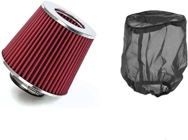 Red Cold Air Intake Cone Replacement Performance Washable Clamp-on Dry Filter by AirXRacing