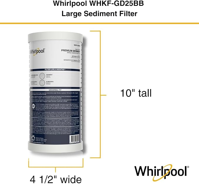 Whirlpool Whole House Large Capacity Sediment Filter WHKF-GD25BB, Full Case of - Image 3