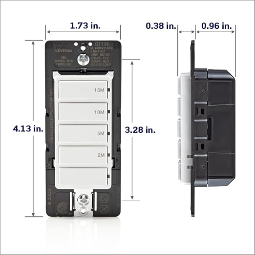 Leviton Countdown Timer Switch for bathroom fan and household lights, 2-5-10-15 - Image 8