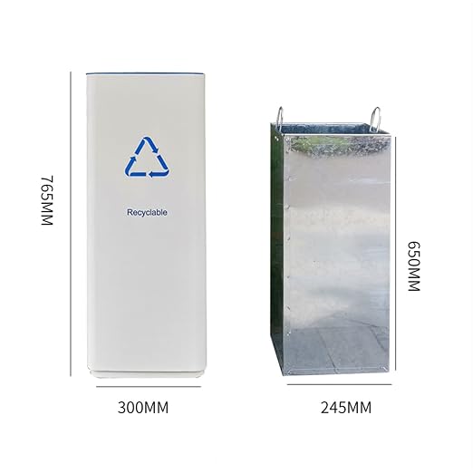 GLigeT Outdoor Trash can White Combined Trash Can Large-Capacity Square Sorting - Image 2
