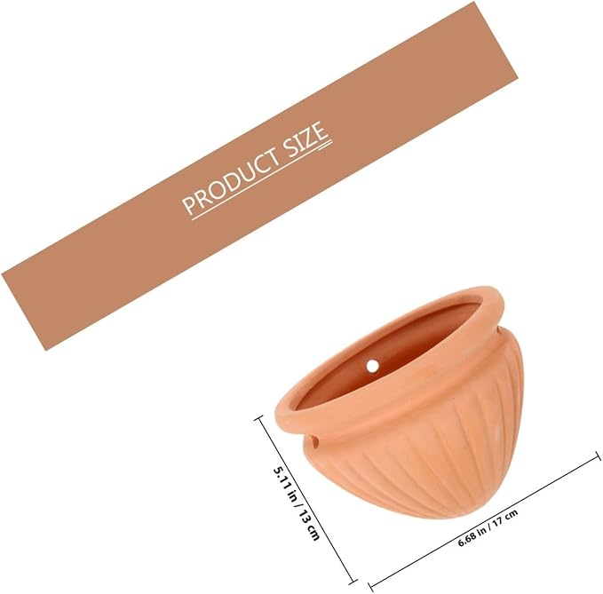 FRCOLOR Hanging Planter with Drainage Hole Wall-Mounted Balcony Flower Pot Red - Image 2
